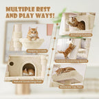 SHA CERLIN 81 Inches Extra Large Cat Tree for Indoor Adult Cats/XXL Big Cat Tower with Condo/Cozy Perches/Sisal Scratching Posts and Hammocks/Activity Center/F80/Heavy Duty/Beige