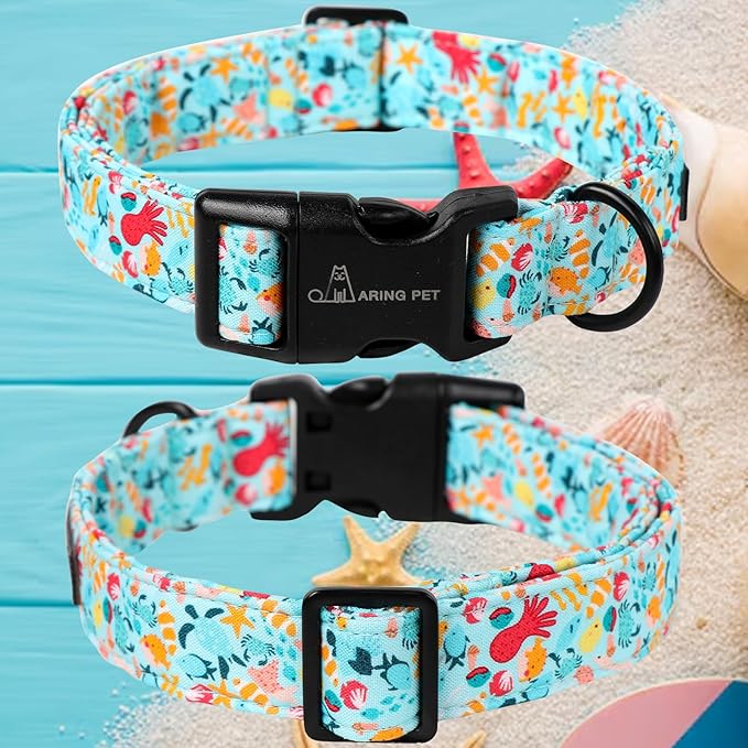 ARING PET Summer Dog Collar, Cute Blue Submarine World Doggy Collars for Puppy Small Medium Large Boy Girl Dogs Pet, for Daily Photos Outdoor Beach Walking Picnic, XS