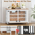 EasyCom 48"/42"/33" XXL Heavy Duty Dog Crate Furniture with Casters, Dog Kennel Indoor for Large Dogs, Escape-Proof and Chew-Proof Dog Cage for high Anxiety Dog, Decorate House as TV Stand, End Table