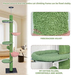 ROYPET Adjustable Tall Cat Climbing Tree Floor-to-Ceiling Climber Toy with Hanging Hammock and Scratching Posts Furniture,Green