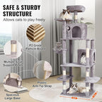 Happybuy Cat Tree for Indoor Cats, 68.5" Cat Tower with 2 Cat Condos, Sisal Scratching Post, Hammock, Top Perch, Jumping Platforms, Large Cat Furniture Activity Center with Hang Ball, Light Grey
