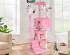 Heavy Duty Cat Tree Tower, 70" Tall Cat Tower for Indoor Cats with Cat Scratching Post with Bed, Cat Condo, Hanging Ball, Multi-Level Cat Climbing Tower Cat Trees Furniture Activity Center, Pink