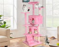 70-inch Pink Multi-Level Cat Tower Kitten Tree & Cat Condo With Plush Padded Perch & Cat Scratching Post, Heavy Duty for Large Cats