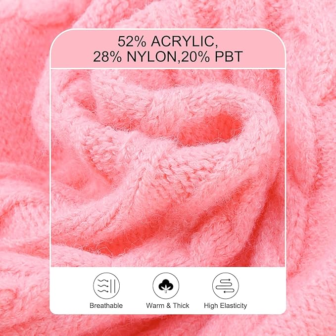 BEAUTYZOO Small Dog Sweater-Dog Sweatshirt Pullover Cable Knit Wear Classic Turtleneck Thick Cold Weather Clothes for Small Dogs,Medium Dogs,Pink Cable M (Back: 16",Chest: 21", Neck: 13")