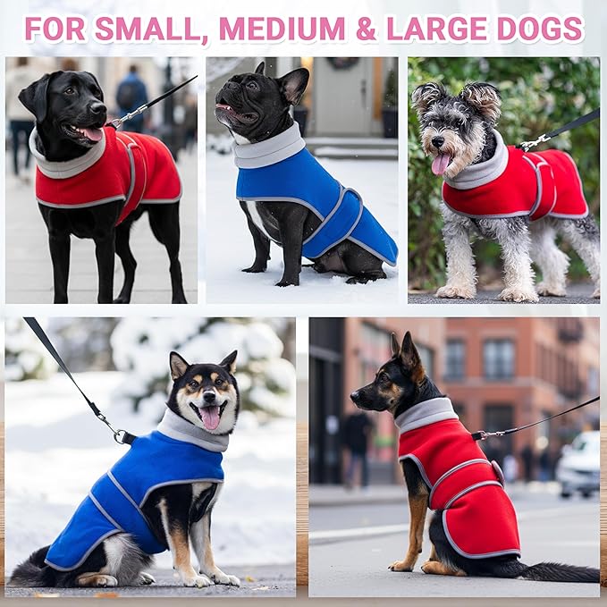 Dog Coat 2 Pack, Turtleneck Fleece Pet Winter Jacket for Cold Weather, Warm Dog Clothes Sweater Outdoor Indoor for Small, Medium, Large & XL Dogs (M-XXL)