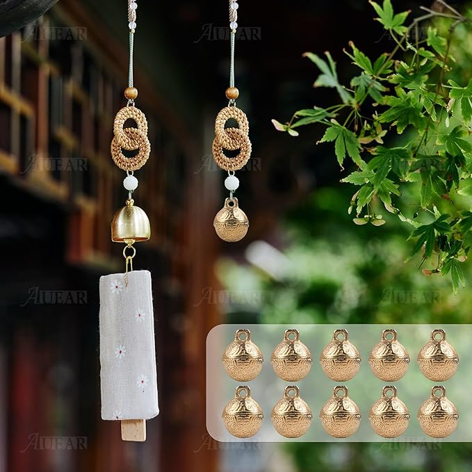 AUEAR, 100 Pieces Vintage Brass Bells 20mm Mini Jingle Bell for DIY Wind Chimes Home Decor