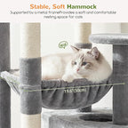 Globlazer 80 Inch Cat Tree for Large Cats, Stable Multi-Level Cat Tree with 2 Condos & Sisal Scratching Posts for 2-3 Cats, Thickened Base Space Saving Cat Tree Tower, F80G, Light Gray