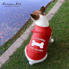 Parisian Pet Dog Shirt – 100% Cotton Shirts for Small Dogs – Sleeveless Red Lifeguard Puppy Vest – Lightweight and Breathable Pet Apparel – Pullover Summer Dog Clothes - Stretchy T Shirts for Dogs
