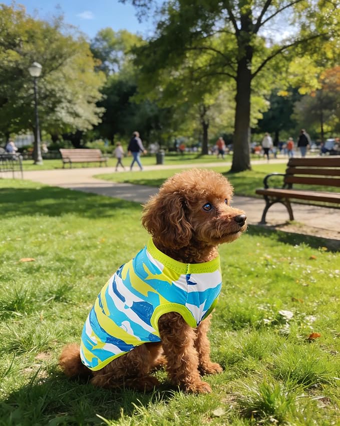 PET SHOW 4 Pack Summer Dog Shirts for Extra Small Doggies Boy UPF 50+ UV Sun Protection Cooling Clothes Tank Top Shark Puppy Kitten Cats T-Shirts Pet Holiday Party Sleeveless Vest Blue(X-Small)