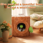 Bifanuo Cat Tree Tower, 14.7" Tall, Brown and Green, Multi-Level with Platforms, Condos, Scratching Posts, Light Brown