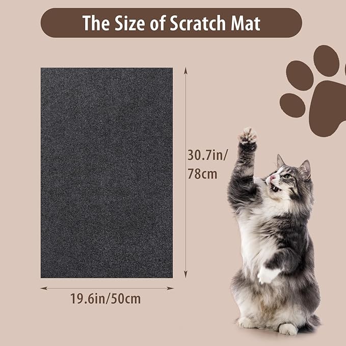 Cat Scratch Couch Protector, Adhesive Scratcher Pad Deterrent for Furniture, DIY Cat Climbing Scratch Pad for Indoor Cats (Grey, 31.5''x19.7'')