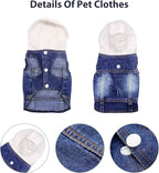 SILD Pet Clothes Dog Jeans Jacket Cool Blue Denim Coat Small Medium Dogs Lapel Vests Classic Hoodies Puppy Blue Vintage Washed Clothes (White,XXL)