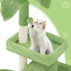 Magshion 32" Cat Tree for Kittens and Senior Cats, Small Cat Tower with Green Leaves, Scratching Posts, Cozy Condo, Low Perch & Fluffy Balls, Stable Cat House with Leaf Design