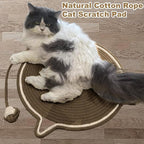 Cat Scratching Pad, Natural Cotton Rope Cat Scratch Mat, 16.9'' Round Wall & Floor Scratcher, Durable Furniture Protector for Couch, Carpet, Sofa, Eco-Friendly Cat Scratcher Pad（Brown）