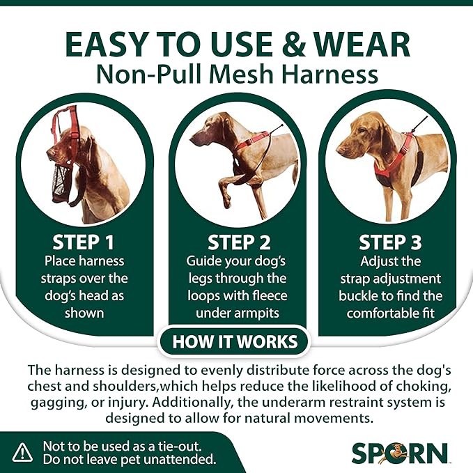 SPORN Non- Pull Mesh Harness, Black, Extra Large