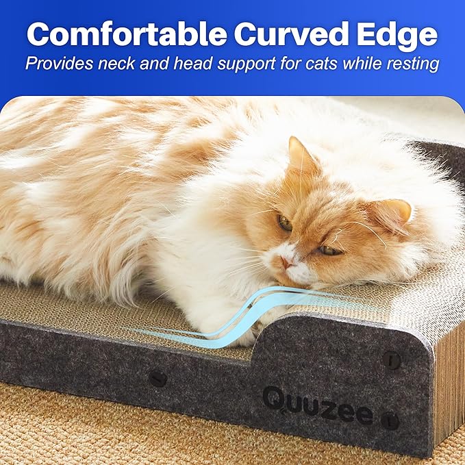 26-Inch Large Cat Scratcher Lounger Bed, Durable Cat Scratching Pad, Cat Scratch Board for Indoor Cats, Corrugated Cardboard Cat Scratcher Bed to Lounge and Scratch, Furniture Protector, Grey