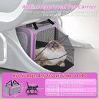 Rolling Pet Carrier with Detachable Wheels - 18x11x11 TSA Airline Approved for Southwest Delta United American, Soft Sided Expandable Travel Bag for Small Dogs & Cats up to 15Lbs, Fits Under Seat