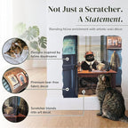 Vertical Cat Scratcher - Removable Wall Mounted Cat Scratcher and Art Decal – Wall Scratch Pad for Cats with Sisal Cat Scratcher – Large Protective Wall Scratchers for Indoor Cats