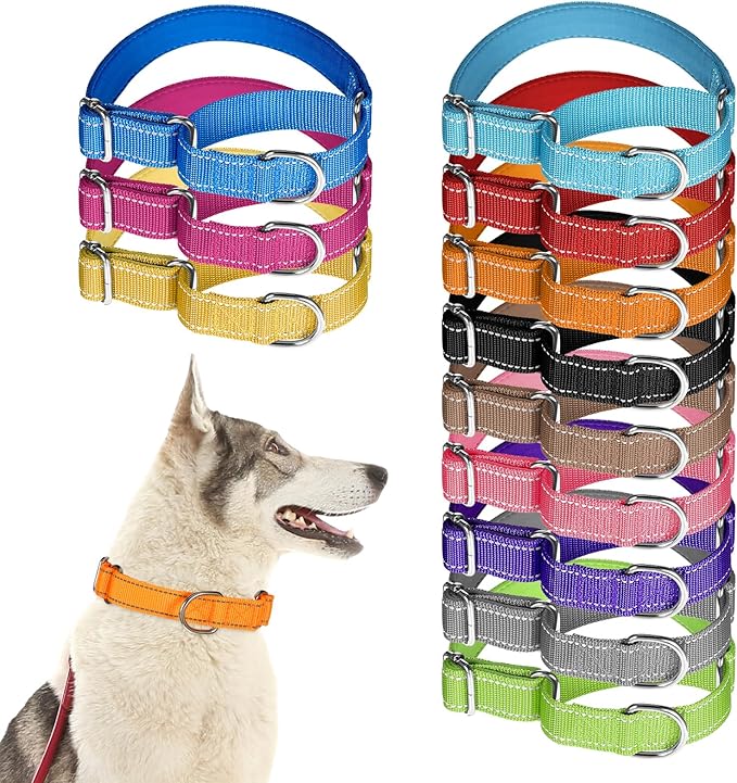 12 Pcs Martingale Collar for Medium Dogs Adjustable Pet Training Collar Reflective Dog Collar with Durable Metal Buckle Heavy Duty Nylon No Pull Martingale Collar for Small Medium Large Dogs, Small