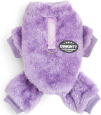 Fleece Dog Pajamas Winter Warm Dog Sweater for Small Dogs Thermal Soft Puppy Pjs Coat Stretchy Jumpsuit Doggie Pet Clothes Outfits Cat Apparel (Purple, Large)