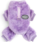 Fleece Dog Pajamas Winter Warm Dog Sweater for Small Dogs Thermal Soft Puppy Pjs Coat Stretchy Jumpsuit Doggie Pet Clothes Outfits Cat Apparel (Purple, Medium)