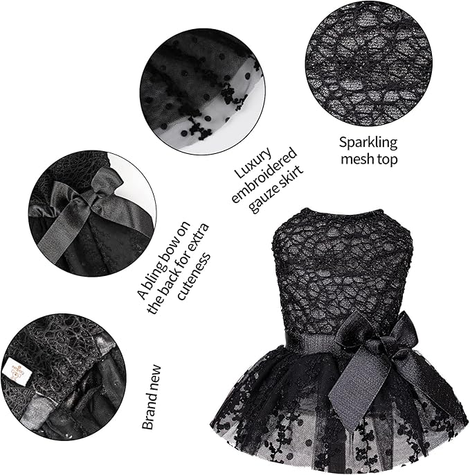 CuteBone Dog Birthday Dress Girl Puppy Skirt Tutu Cat Wedding Outfit Pet Party Clothes for Small Dogs Costume DD15L