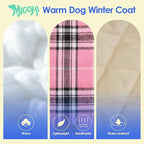 MIGOHI Reversible Dog Coat, Windproof Waterproof Winter Jacket, British Style Plaid, Warm Dog Vest for Small Medium Large Dogs, Pink, M