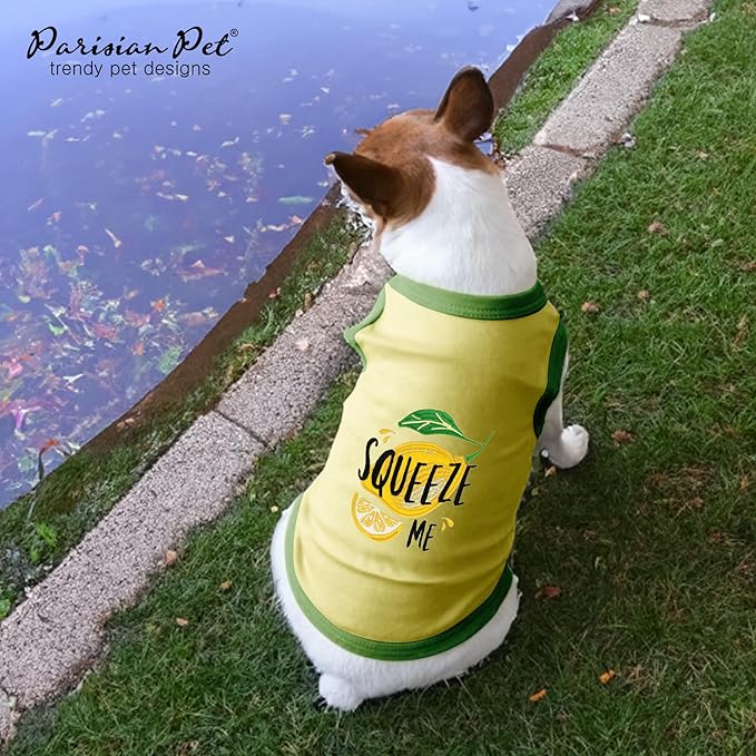 Parisian Pet Dog Shirt – 100% Cotton Shirts for Medium Dogs – Sleeveless Puppy Vest – Lightweight and Breathable Pet Apparel – Pullover Summer Dog Clothes - Stretchy Funny T Shirts for Dogs