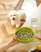 Ceramic Slow Feeder Dog Bowls, 2.0 Cups Slow Feeder for Medium Dogs, Puzzle Maze Bowl to Slow Down Eating, 30oz, 8in, Green