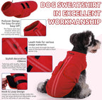 Queenmore Large Dog Sweater, Soft Fleece Vest Pullover Jacket With Leash Hole, Warm Winter Clothes for Cold Weather, Dachshund Sweater for Large Dogs Cats Boy or Girl (Red, L)