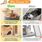 Modern Cat Tree for Indoor Cats Large Adult, 36in H Cat Tree Tower with Scratching Posts, Cozy Cat Bed Cave, Washable Cushions, Dangling Balls, Play&Nap Cat House Condo for All Breeds, Gray