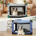 Gardner Pet Soft Collapsible Dog Crate - 36 Inch Portable Travel Dog Crate for Medium/Large Dogs Indoor & Outdoor, 3-Door Pet Crate with Durable Mesh Windows & Storage Bag, Grey
