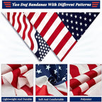 GOLD HONEY 2PCS American Flag Dog Bandanas Reversible in Box, Patriotic Dog Scarves for Large Dogs, 4th of July Memorial Day Pet Scarf, USA Flag Bandana Pet Accessories