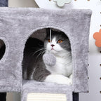 41″ Cat Tree for Indoor Cats Furniture, Cat Tower with Scratching Board and Save Space, Modern Activity House for Large Cats, Condo with Ball Toys, Kittens Cave, Cat's nest, Light Grey