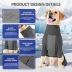 Dog Coats for Small Dogs, Warm Fleece Fullbody Clothes Jumpsuit, Dog Winter Cold Weather Coat Pajamas, Four-Legged Snowsuit with Leash Hole, Dog Winter Jacket Waterproof S Grey