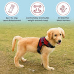 No Pull Reflective Adjustable Dog Harness with Handle- Comfortable Soft All Weather Mesh, Easy On Puppy Harness for Small Medium and Large Dogs (Red) Large