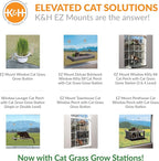 K&H Pet Products EZ Mount Cat Window Perch Deluxe Bolstered Kitty Sill with Cat Grass Grow Station - Hammock Window Bed for Indoor Pets, Home Grown Grass Toy for Bored Indoor Felines