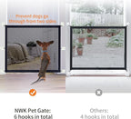 NWK Magic Dog Gate for Stairs Pet Gate for The House Providing a Safe Enclosure for Pets to Play and Rest, 6 Hooks Design (30'' X 70'')