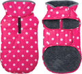 Dog Winter Coat, Waterproof Dog Jacket with Leash Hole, Reflective Adjustable Pet Snow Vest, Warm Fleece Sweater for Small Medium Large Dogs - Pink Polka Dot, L