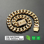 New Gold Dog Chain Collar with Bling Zircon Buckle,19MM Strong Stainless Steel Cuban Link Chain Collar,Dog Necklace Collar for Small Medium,Large Dogs