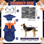 5 Pcs Dog Graduation Costume Set Include 2026 Pet Graduation Gown with Stole Puppy Grad Cap Lensless Glasses DIY Letter Stickers for Dogs Cats Holiday Costume Accessory(Blue Orange,XL)