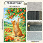 Nuxovilar Cat Wall Scratcher 15.3x23.6 Inches Polyester Synthetic Fiber, Orange Cat & Apple Tree Print, wall scratchers for Indoor Cats, Scratch pad, Home Decor, Porch, Garden Room (2pcs)