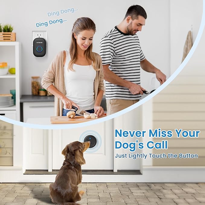 Dog Doorbell for Potty Training, Wireless Doggie Door Bell Operating at 1000 Feet with IP65 Waterproof Touch Button, 32 Melodies & 4 Notification Modes