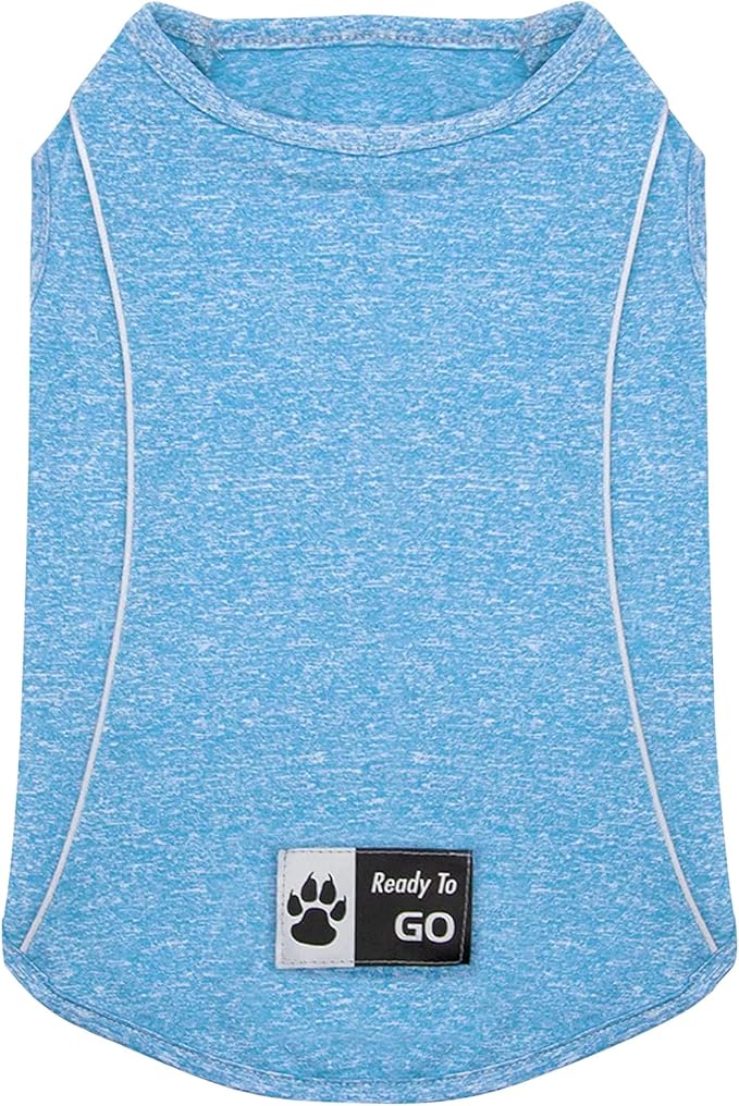 KYEESE Reflective Dog Shirt, Lightweight Sun Protection Dog T Shirts for Small Medium Dogs, Breathable Sleeveless Pet Tank Top High Visibility Summer Dogs Clothes for Night Walking Outdoor, Blue, XL