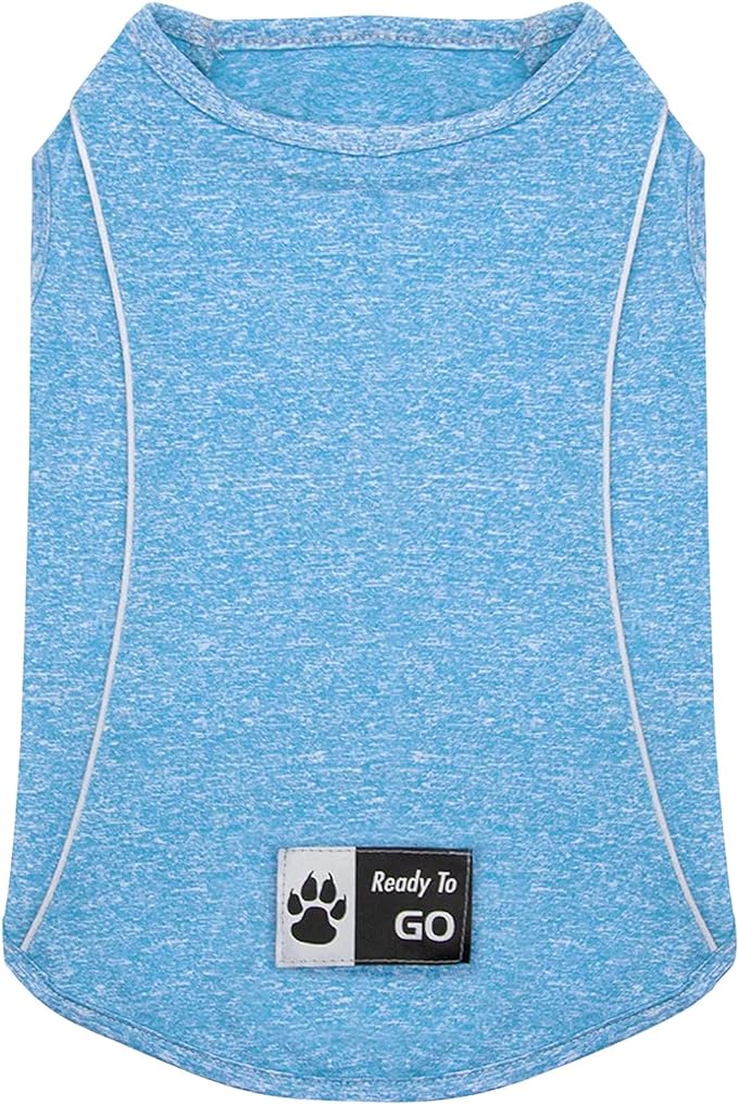KYEESE Reflective Dog Shirt, Lightweight Sun Protection Dog T Shirts for Small Dogs Boy, Breathable Sleeveless Pet Tank Top High Visibility Summer Dogs Clothes for Night Walking Outdoor, Blue, M