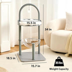 34" Modern Cat Tree Furniture, Minimalist Metal Frame Cat Tower with Wood Platforms, Washable Cushion & Scratching Post, Stylish Cat Condo for Indoor Cats, Dove Gray