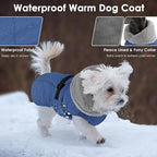Dog Coat, Waterproof Dog Winter Jacket with Adjustable Buckle, Reflective Turtleneck Pet Snow Vest Warm Fleece Sweater for Small Medium Large Dogs - Blue, XL