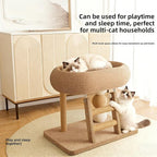 Cat Tree Tower, Multi Functional Climbing Frame with Scratching Post and Cozy Bed, Multi Level Climbing Activity Center for Indoor Cats to Play and Rest, Compact Design for