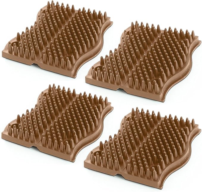 The Original ScratchnAll Animal Scratch Pad, Flexible Acupressure Nubs & Interlocking Design, Very Durable & All-Weather, Great for Domestic, Barnyard and Zoo Animals - USA Made, Brown (4 Pack)