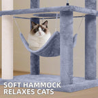 Big Cat Tree, Cat Tower with Multi-Level Condo, Hammocks, Rotating Toy (Grey, 70'')